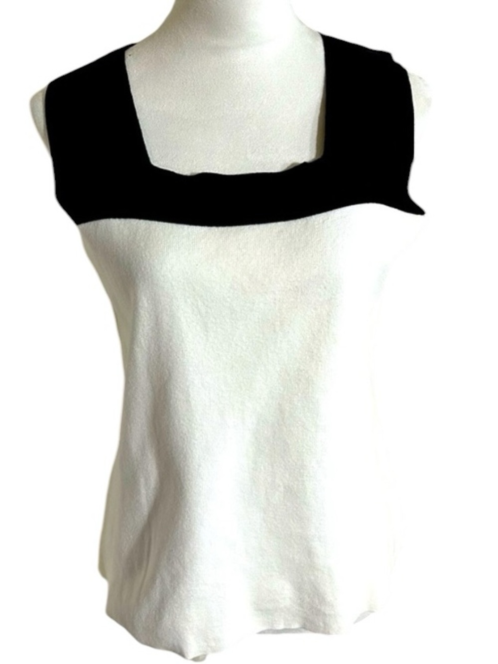Nouveaux Black and White knit top with squared off neckline